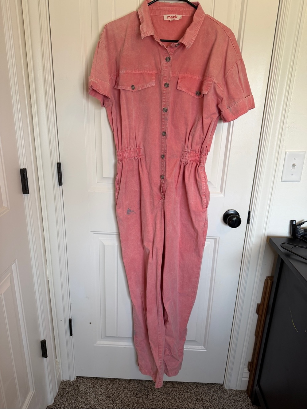 Mazik Pink Short-Sleeve Utility Jumpsuit